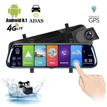HGDO 10'' 4G Android Dash Cam огледало за обратно виждане 1080P WiFi GPS NAVI ADAS видео рекордер за регистратор на автомобили 24H камера APP DVR