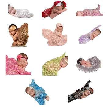 Мека и дишаща новородено фотография Prop флорални дантела обвивка кърпа бебе одеяло DropShipping
