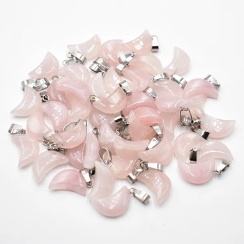 Мода естествен камък розов кварц полумесец форма сексапил висулки за DIY бижута вземане на едро 24 50pcs / много безплатно
