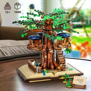 1008PCS Creative Tree House Building Blocks Diy Moc Jungle House Street View Модел Тухли Настолен дисплей Hoilday Подаръци Детска играчка