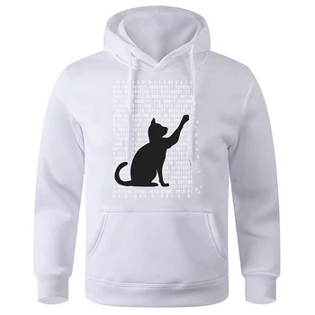 Смешна котка играе с двоичен код мъже качулка риза хлабав извънгабаритни пуловер меки удобни качулки мода новост качулка