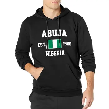Мъже Жени Качулки Нигерия EST.1960 Abuja Capital Hoodie Пуловер с качулка Хип-хоп суичър Памук Унисекс