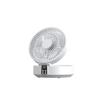 Дистанционно управление Безжичен циркулационен вентилатор за въздушно охлаждане с LED светлина Сгъваем електрически стенен вентилатор Настолен вентилатор бял