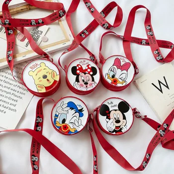 Disney корейски детска чанта ново рамо малка кръгла чанта карикатура Мики Маус бебе монета чанта момиче crossbody чанта
