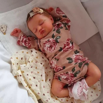 45CM Завършени преродени бебешки кукли Rosalie Lifelike силиконов винил новородено 3D кожата видими вени DIY играчки коледен подарък за момичета