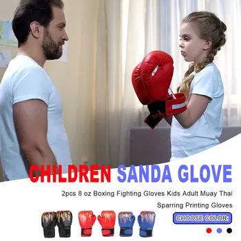 Детски боксови тренировъчни ръкавици Професионална огнена мрежа дишаща PU кожена пламък ръкавици Детска ръкавица за обучение по бокс Sanda