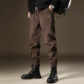Плюшени есенни зимни ежедневни панталони Мъжки винтидж кафяво кадифе мода гамаши пролет нов Харун спортни панталони