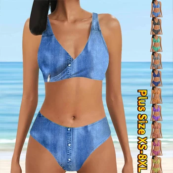 2023 Нови бикини секси плаж бански бикини комплект Дамски две части бански костюми Дамски летен моден дизайн отпечатани бански костюми