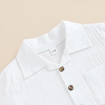 Baby Boy летни памучни бельо дрехи къс ръкав бутон надолу риза с ластик ивица печат шорти 2бр облекло