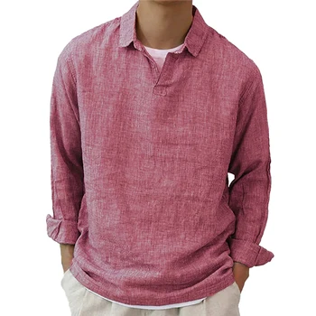 Удобна мода V Neck T Shirt Tops Блуза Чисто нов Casual Daily за ваканция Holiday Lapel риза Мъже полиестер