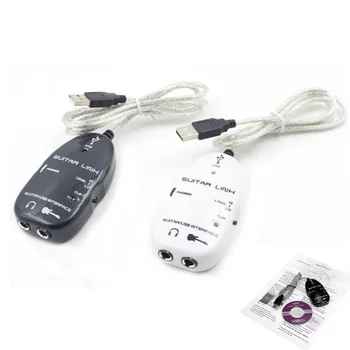 USB китарен кабел Електрическа китара към USB връзка интерфейсен адаптер Аудио кабел за PC Музикален запис Guitarra плейъри Подаръци