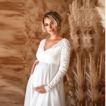Секси дантела майчинство рокли за бебешки душове фотосесия дълго фантазия бременност Макси рокля елегантност бременни жени фотография Prop
