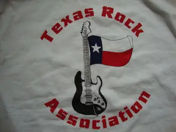 Texas Rock Association Guitar Texas Flag Cotton White T Shirt Size M
