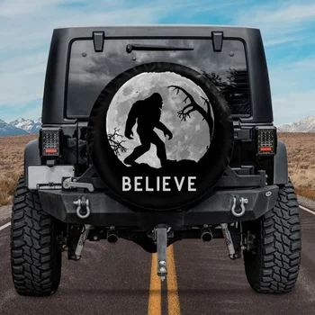 Капак на резервна гума, капак на резервна гума на Bigfoot Believe, Jeep Tire Cover bigfoot full moon, Аксесоари за автомобили, Jeep аксесоари Bigfoot