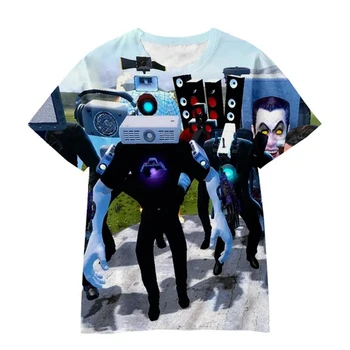 Skibidi Тоалетна Детски Карикатура Тийс Game Speakerman Boss Titan TV Man 3D Print T Shirt Смешна риза Детски летни дрехи Tee Top