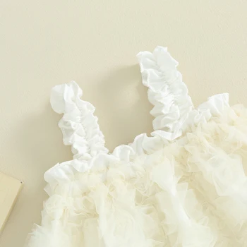 Baby Kids Girl's Sleeveless Flowers Tulle Dress Summer A-Line Princess Dress Tulle Tutu Dress Partywear