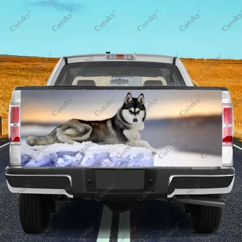 Greture Husky Dog Car Tail Trunk Protect Vinly Wrap Стикер Decal Car Hood Стикер за декорация на цялото тяло за SUV офроуд пикап