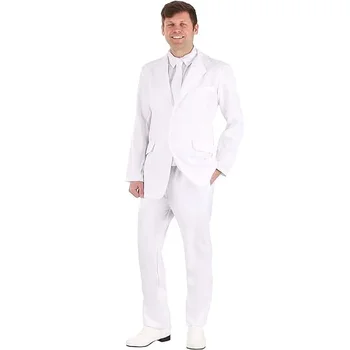 2023 Бели сватбени костюми за мъже Елегантен официален младоженец Най-добър мъж Tuxedo Fashion Business Casual мъжки костюм Slim Fit 2 части комплект