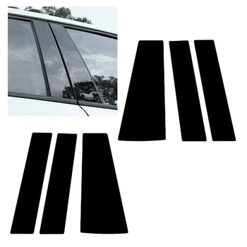 6Pcs черна кола външна врата прозорец стълб стълбове тапицерии годни за Honda Odyssey 2011-2014 2015 2016 2017 САЩ версия PC пластмаса