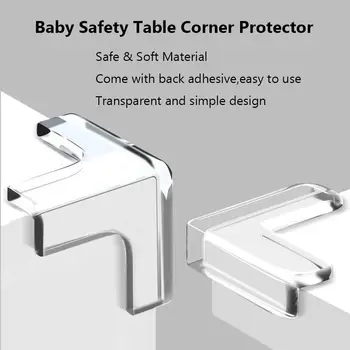 4Pcs прозрачен мек силиконов бебешки безопасен ъглов протектор за маса за маса Ъглов предпазител за безопасност на ръба за защита на бебета деца