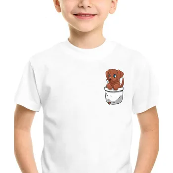 Кучета Джобни отпечатъци за домашни любимци графични тениски НОВ Детски момчета момиче дрехи 2 до 12 години къс ръкав БЕБЕ тениска прекрасен карикатура тениска