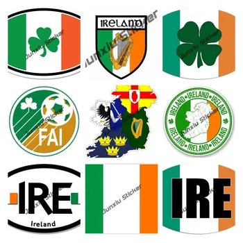 Трикольор Шамрок Ирландия стикер държава ваденки зелено бяло и оранжево ирландско знаме винил овал IRE стикер за автомобили камиони лаптоп