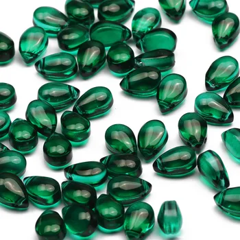 Тъмно зелени прозрачни овални стъклени кристални мъниста водна капка висулка стъклени перли за бижута вземане на жени обеци DIY аксесоари