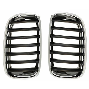 Car Front Kidney Grill Bumper Hood Grille Racing Grills Chrome&Black Left/Right За BMW X5 2007-2013 X6 2008-2014 51137157687