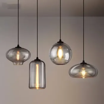 Nordic висящи таванско помещение Glasslustre висулка светлина E27 / E26 за кухня ресторант спалня лампа интериор декоративни висулка светлина