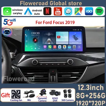 12.3'' Android Auto за Ford Focus 2019 Carplay екран кола радио стерео мултимедия видео плейър навигация GPS авторадио камера