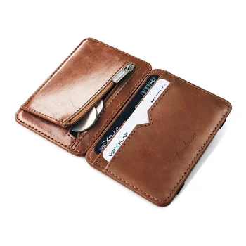 Нова мода човек малък кожен портфейл с монета джоб мъжки мини чанта пари чанта кредитна карта притежателя клип за пари чанта