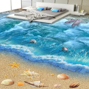 beibehang Самозалепващ се 3D SeaWorld декоративна живопис подова живопис тапети паста PVC подови настилки водоустойчива хартия за стена