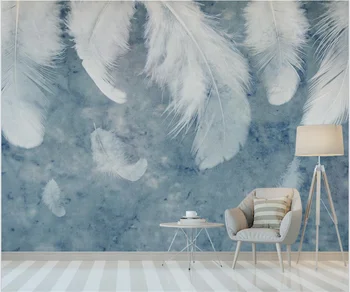 Персонализиран тапет 3d Nordic модерен минималистичен синьо перо хол TV фон стена papel de parede 3d тапет