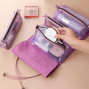 4PCS в 1 пътуване козметична чанта за жени цип окото отделими козметични торбичка преносими сгъваеми пътуване съхранение чанта