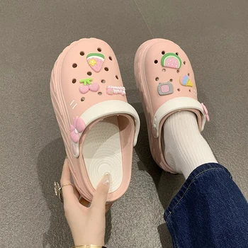 2023 Fshion Cratoon Charms Сабо Обувки Открит Жени Чехли Дебела подметка Висококачествени летни сандали за момичета