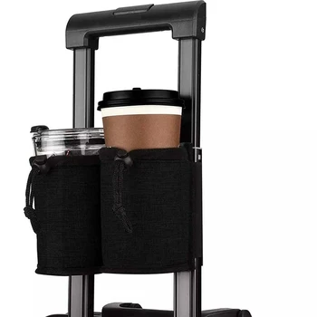 Държач за чаши за пътуване за багаж Преносима чанта за напитки Задръжте две чаши за кафе Ролка на куфар дръжки Пътнически аксесоар Мъже Жени