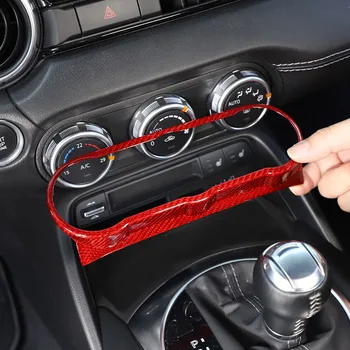 Реални въглеродни влакна за Mazda MX-5 MX5 2016-2023 Централен контрол на копчето за климатизация декоративна рамка стикер Аксесоари за кола