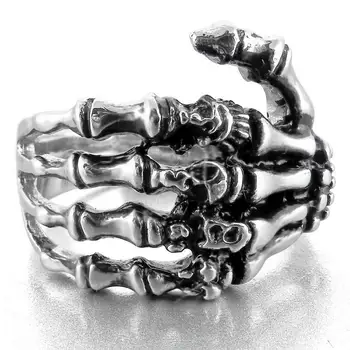 Реколта скелет готически пръстени за мъже Сребърен цвят ръка кост пънк двойка пръстен жени хип-хоп творчество бижута 2021 Нови