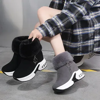 Зимни обувки моден дизайнер платформа ботуши за жени сняг ботуши плюшени топли глезена ботуши женски боти Botas Mujer