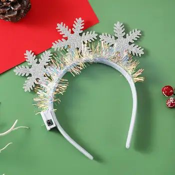  Коледа тематични лента за коса светещи Коледа лента за глава празнична коледно дърво елен рог форма коса лента парти декорация весел подарък