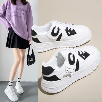 2024 Есен Нови Повишаване Спорт Дамски малки бели обувки Дебела еднолична корейска Edition Board Обувки Casual Zapatos para mujeres