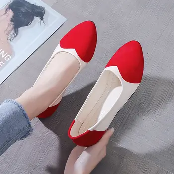 Нови червени жени ежедневни апартаменти матирано нисък връх жени плоски обувки европейски и американски мода женски плоски обувки